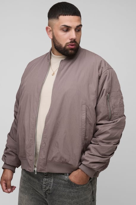 Plus Peached Embroidered MA1 Bomber Jacket - Image 1