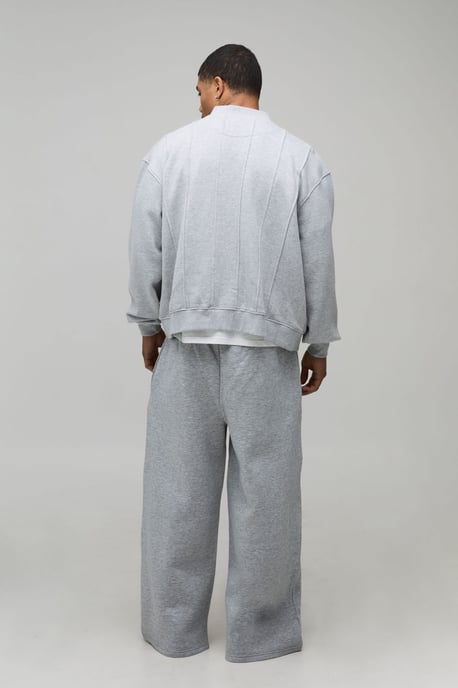 Boxy Fit Pleated Panel Jersey Bomber Jacket - Image 2