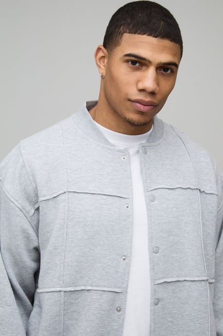 Boxy Fit Pleated Panel Jersey Bomber Jacket - Image 3