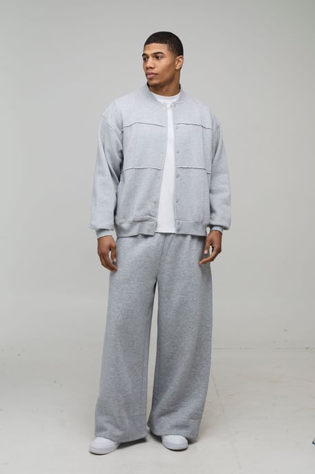 Boxy Fit Pleated Panel Jersey Bomber Jacket - Image 4