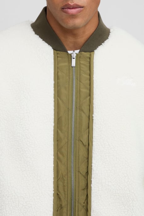 Oversized Fit Nylon Panel Borg Reversible Quilted Bomber Jacket - Image 3