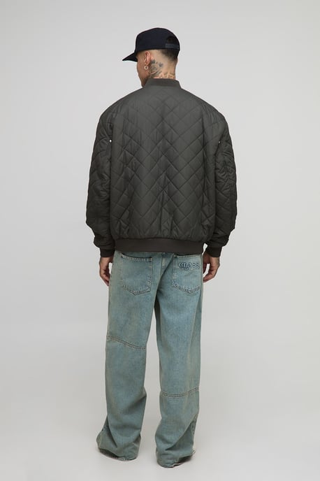 Tall Quilted Carpenter Pocket Regular Fit Bomber Jacket - Image 2