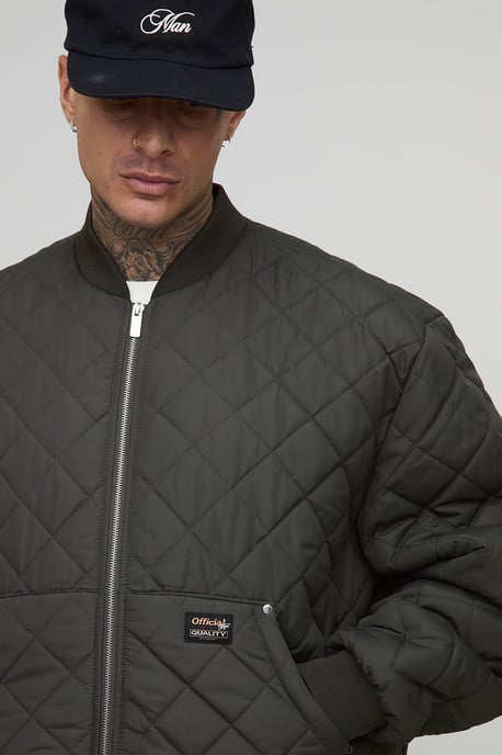 Tall Quilted Carpenter Pocket Regular Fit Bomber Jacket - Image 3