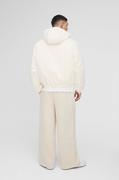 Oversized Borg Collar Twill Hooded Bomber Jacket - Image 2