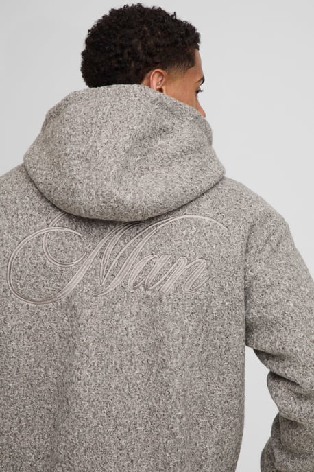 Oversized Boxy Hooded Melton Bomber Jacket - Image 3