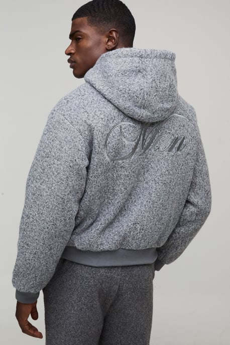 Oversized Boxy Hooded Melton Bomber Jacket - Image 1