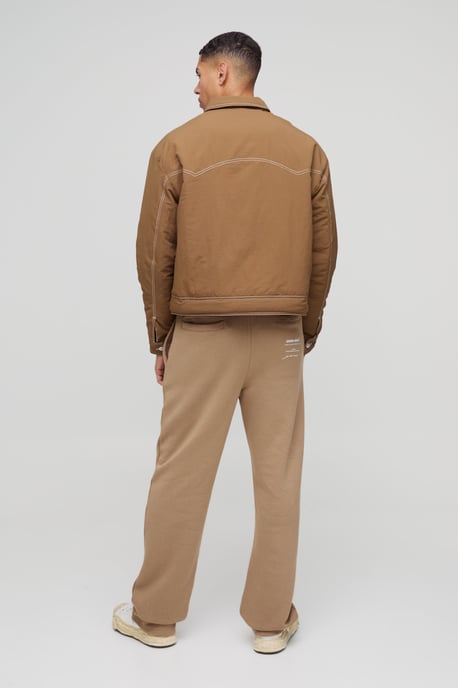 Boxy Nylon Contrast Stitch Western Padded Trucker Jacket - Image 2