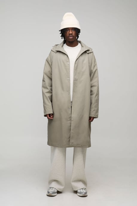 Tall Regular Fit Button Through Hooded Mac - Image 1