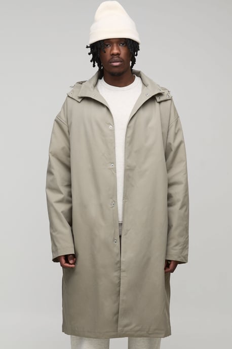 Tall Regular Fit Button Through Hooded Mac - Image 3