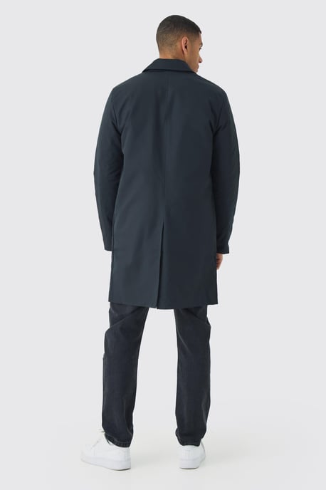 Quilted Padded Longline Mac Jacket In Black - Image 2