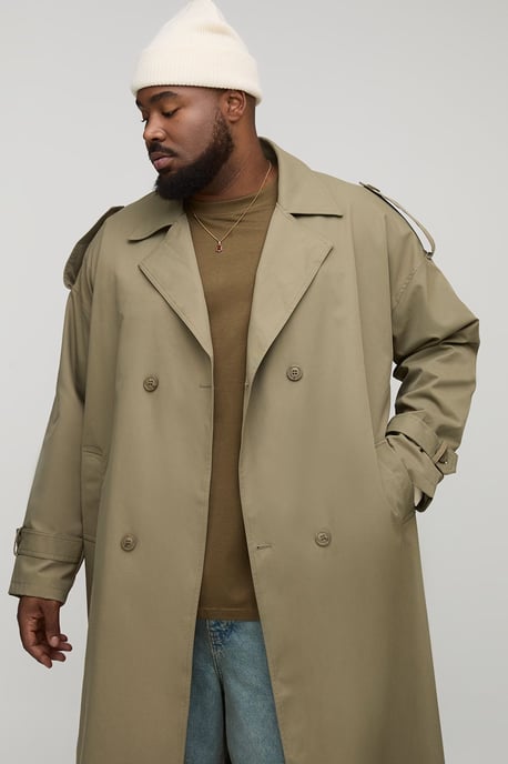 Plus Oversized Fit Double Breasted Trench Coat - Image 3