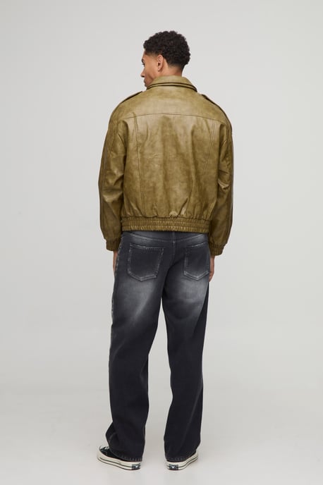 Oversized Double Collared Biker Jacket - Image 2