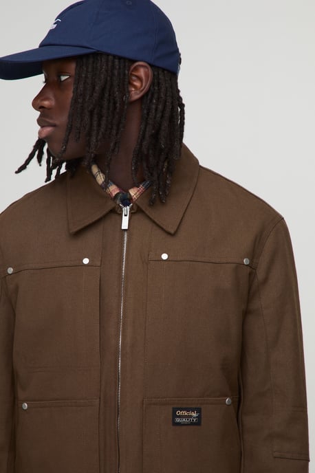 Regular Fit Contrast Collar Twill Worker Jacket - Image 3