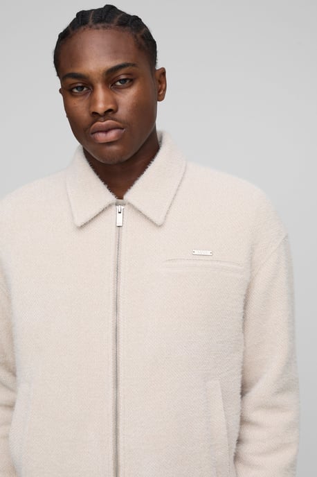 Boxy Fit Textured Harrington Jacket - Image 3