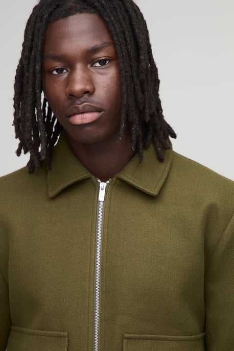 Regular Fit Melton Zip Through Harrington Jacket - Image 3