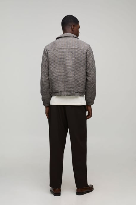 Regular Fit Micro Check Pocket Harrington Jacket - Image 2