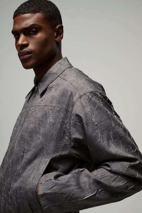 Boxy Crinkle Harrington Jacket - Image 3