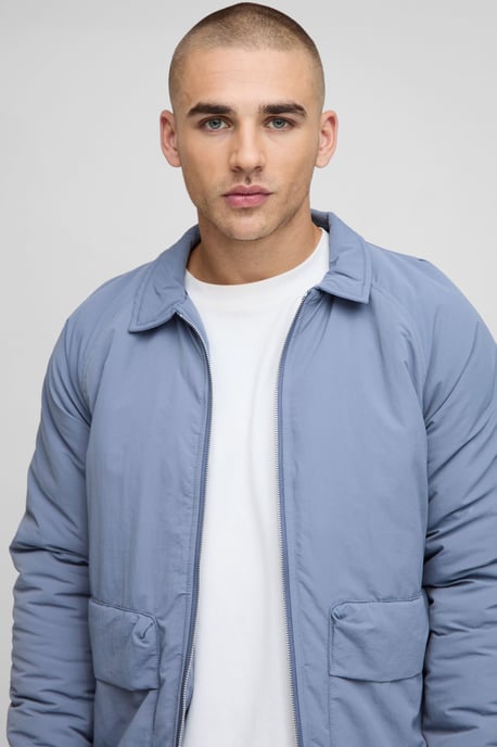 Regular Fit Crinkle Peached Nylon Pocket Harrington Jacket - Image 3