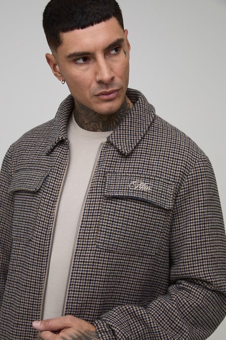 Tall Check Boxy Regular Fit Harrington Jacket - Image 3