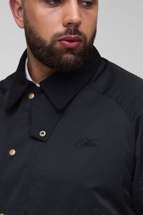 Plus Boxy Cord Collar Embroidered Worker Jacket - Image 3
