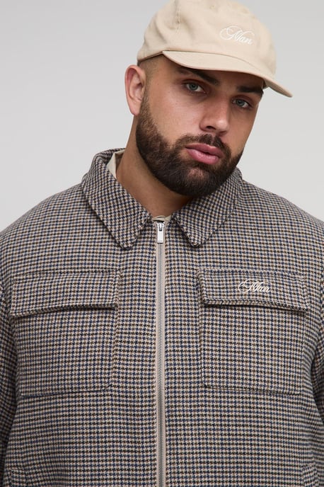 Plus Check Boxy Regular Fit Harrington Jacket - Image 3