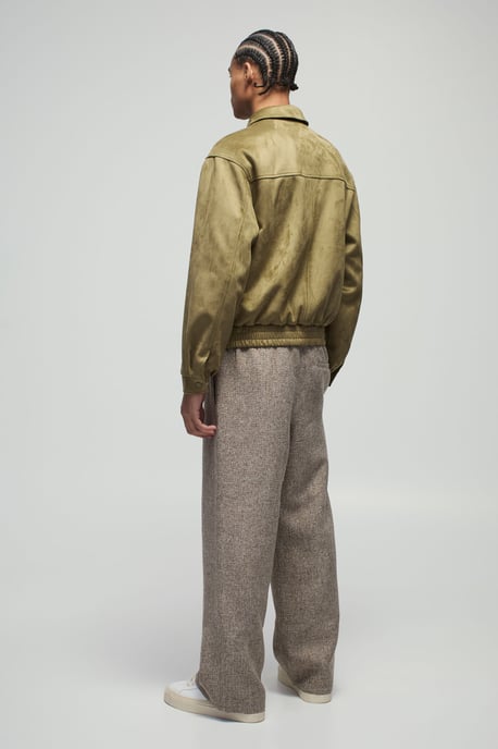 Boxy Faux Suede Utility Pocket Harrington Jacket - Image 2