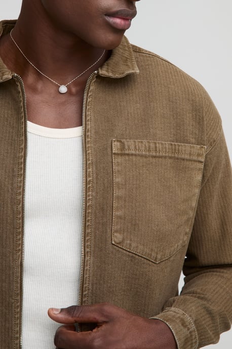 Relaxed Herringbone Twill Harrington Jacket - Image 2
