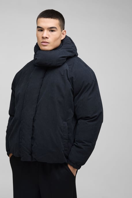 Man Extreme Heavy Padded Hooded Puffer Coat In Black - Image 1