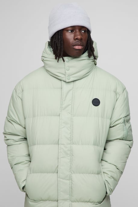Regular Fit Hooded Longline Puffer Jacket - Image 3