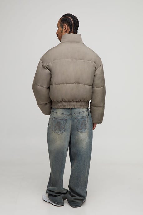 Boxy Fit Woven Padded Funnel Neck Puffer Jacket - Image 2