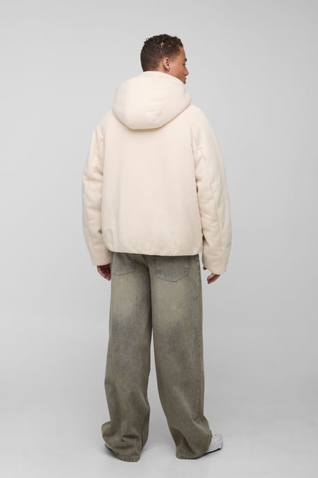 Tall Knitted Hooded Oversized Boxy Puffer Jacket - Image 2