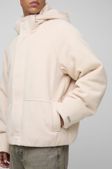 Tall Knitted Hooded Oversized Boxy Puffer Jacket - Image 3