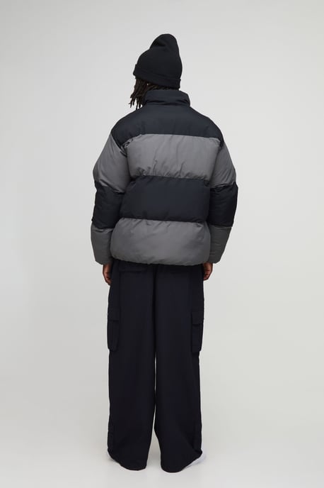 Oversized Colour Block Panelled Puffer Jacket - Image 2