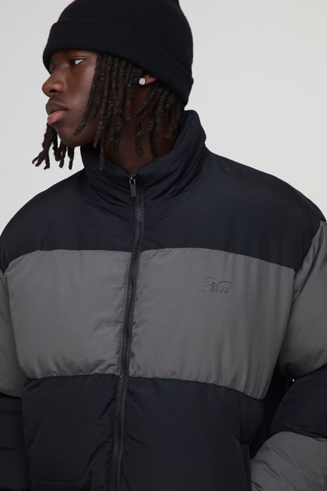 Oversized Colour Block Panelled Puffer Jacket - Image 3