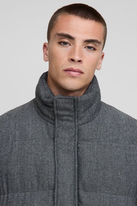 Regular Fit Check Longline Puffer Jacket - Image 3
