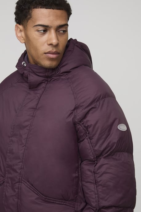 Oversized Fit Ruched Sleeve Panelled Puffer Jacket - Image 3