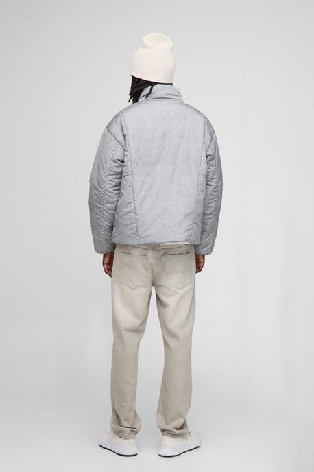 Oversized Boxy Fit Washed Nylon Padded Funnel Neck Puffer Jacket - Image 2