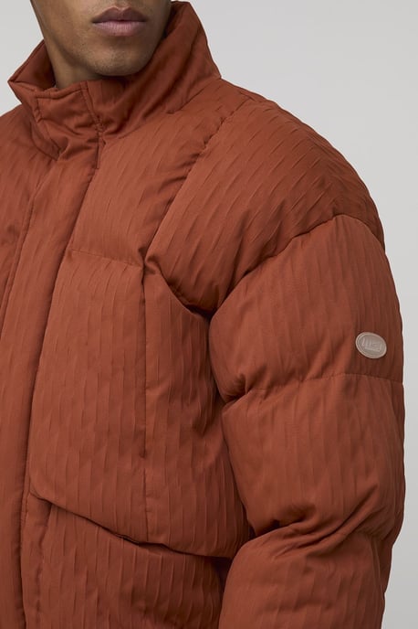 Oversized Fit Textured Funnel Neck Puffer Jacket - Image 3