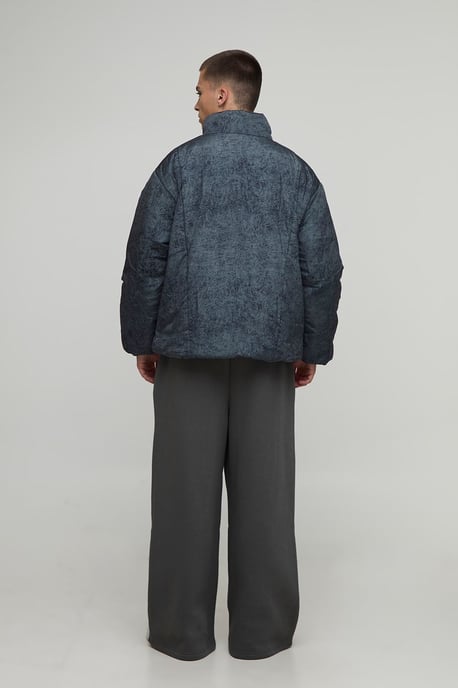 Oversized Boxy Fit Washed Nylon Padded Funnel Neck Puffer Jacket - Image 2