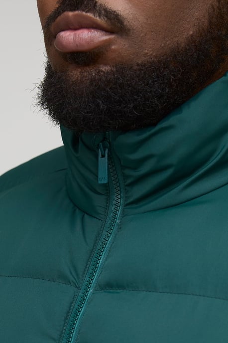 Plus Funnel Neck Regular Fit Puffer Jacket in Khaki - Image 3