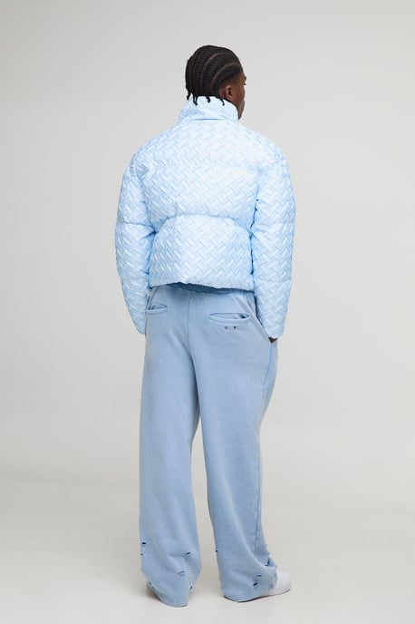 Boxy Fit Woven Textured Funnel Neck Puffer Jacket - Image 2