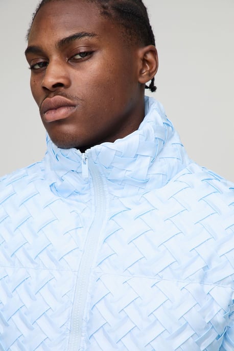 Boxy Fit Woven Textured Funnel Neck Puffer Jacket - Image 3