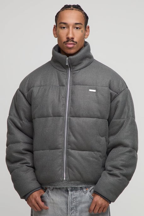 Boxy Fit Knitted Funnel Neck Puffer Jacket - Image 1