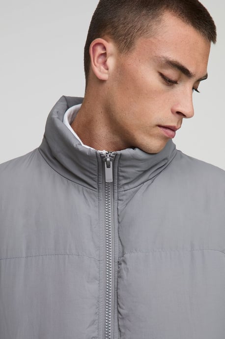 Oversized Crinkle Nylon Funnel Neck Longline Puffer Jacket - Image 3