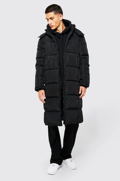 Longline Duvet Puffer in Black - Image 1