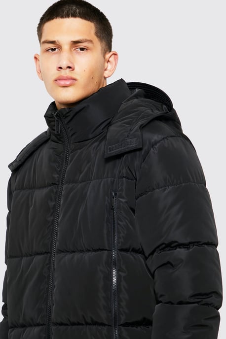 Longline Duvet Puffer in Black - Image 3