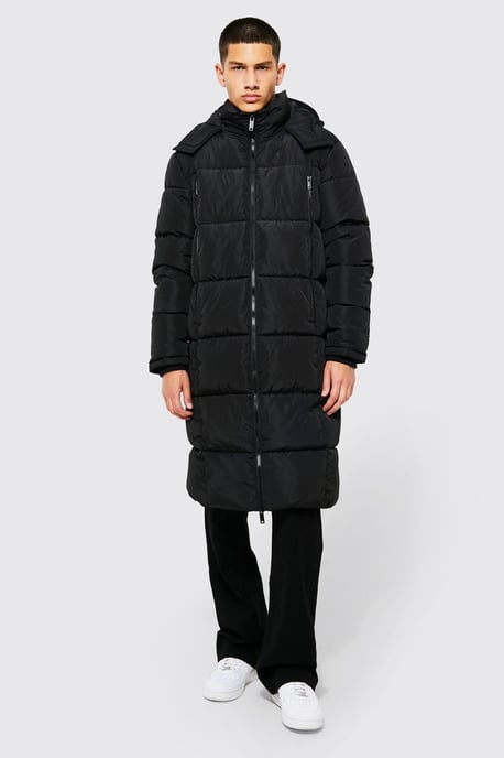 Longline Duvet Puffer in Black - Image 4