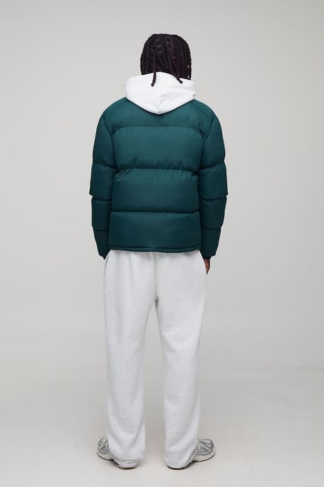 Regular Fit Funnel Neck Puffer Jacket in Khaki - Image 2