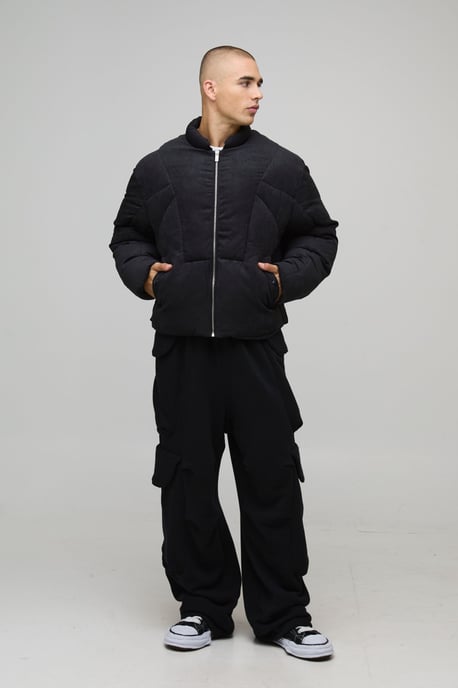 Boxy Fit Washed Nylon Duvet Funnel Neck Puffer Jacket - Image 4