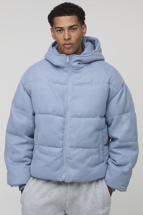Oversized Fit Knitted Hooded Puffer Jacket - Image 1
